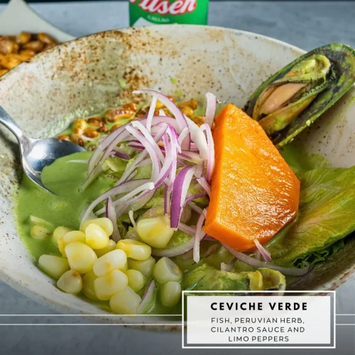Ceviche verde peruano en el restaurante sr ceviche en north miami beach